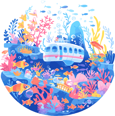 潜水艇珊瑚透明背景PNG插图