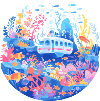 潜水艇珊瑚透明背景PNG插图