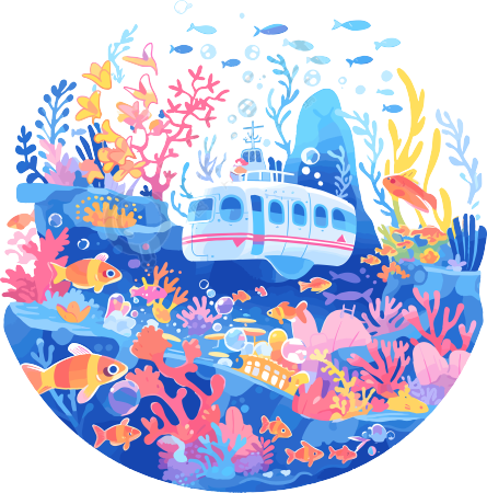 潜水艇珊瑚透明背景PNG插图