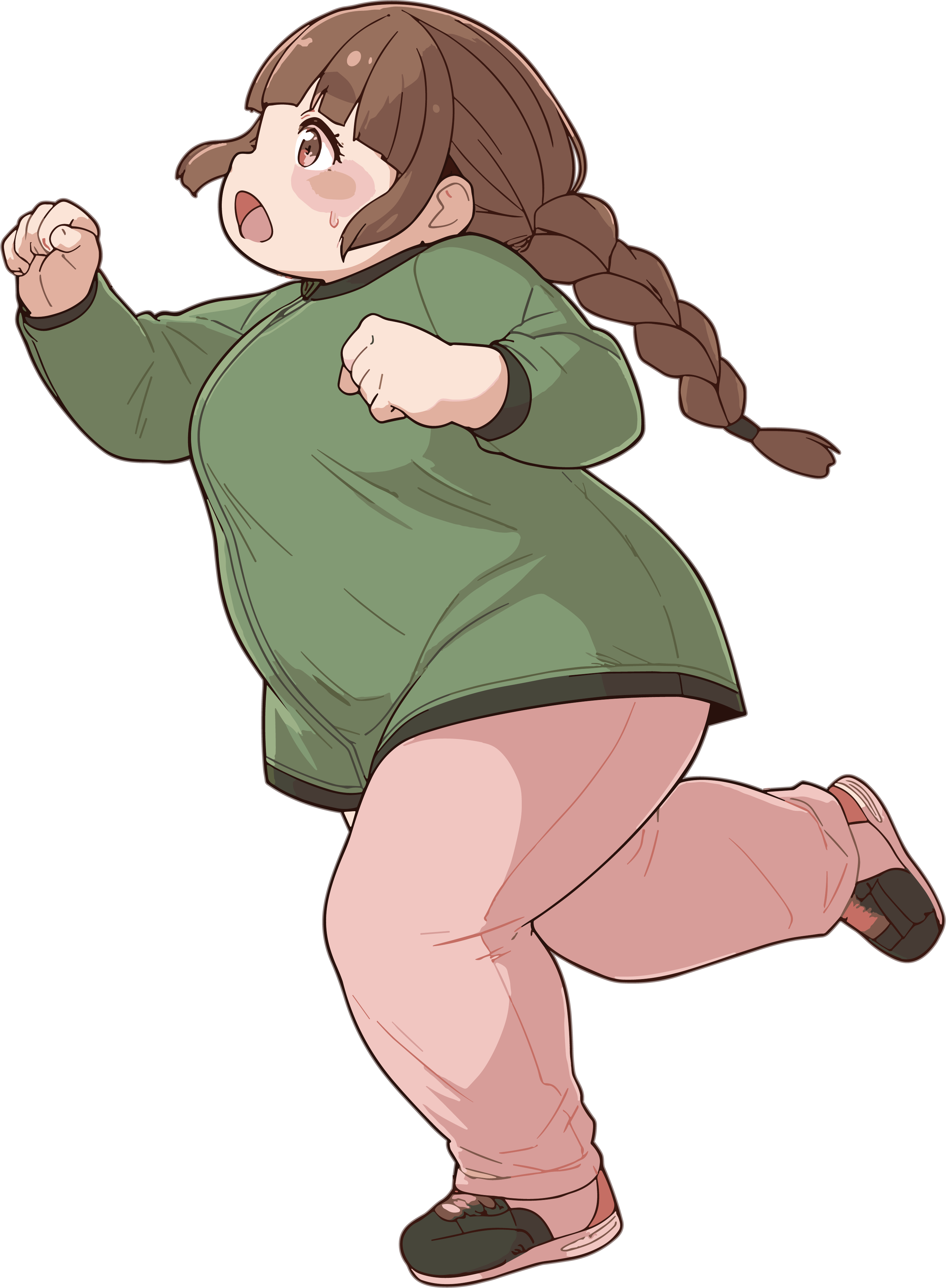 胖女孩健身可商用插画