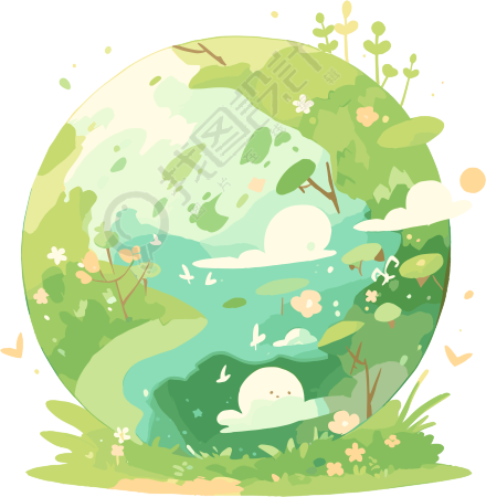 绿色地球透明背景插图