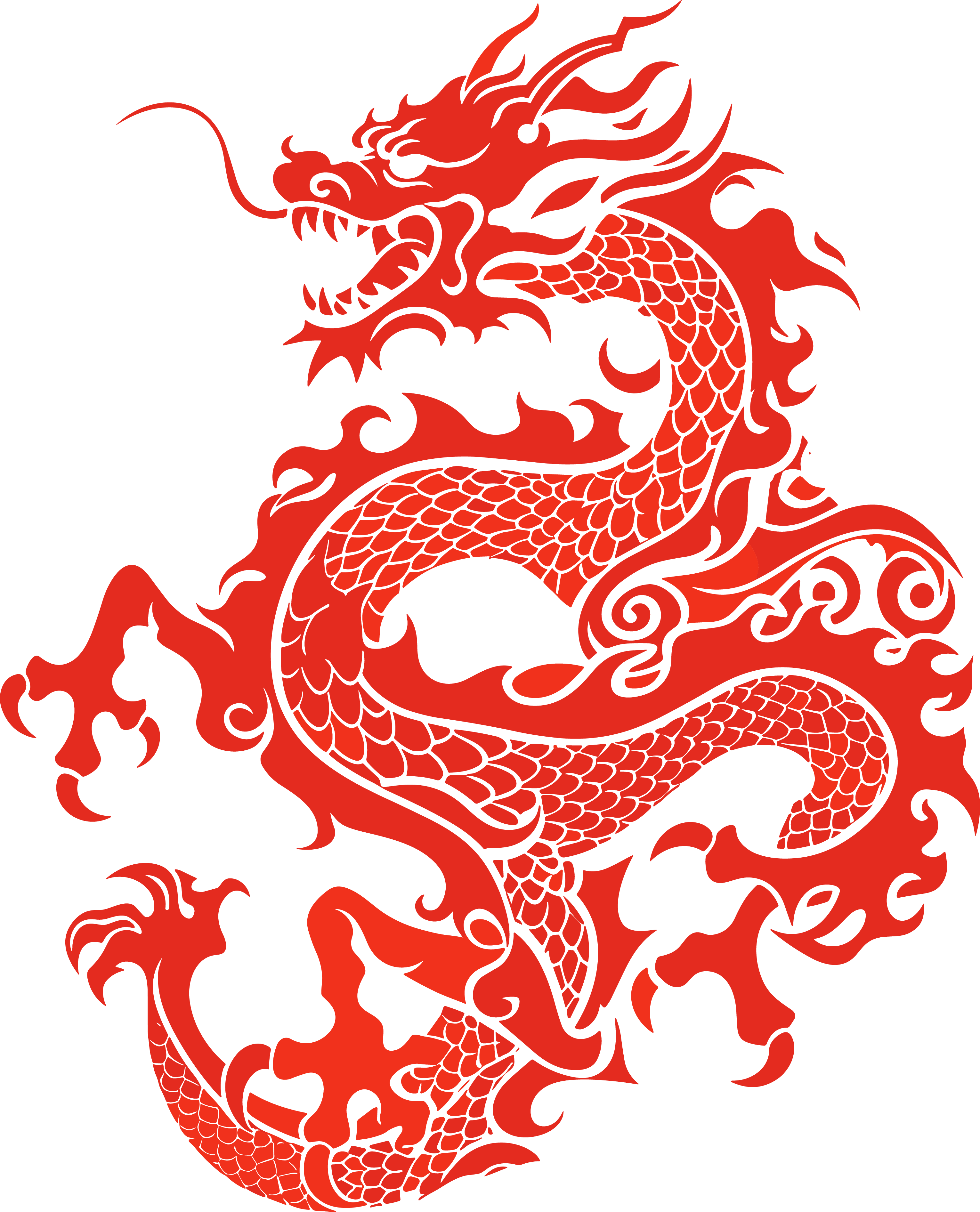 中国龙轮廓插画PNG素材