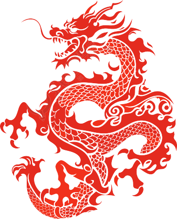 中国龙轮廓插画PNG素材