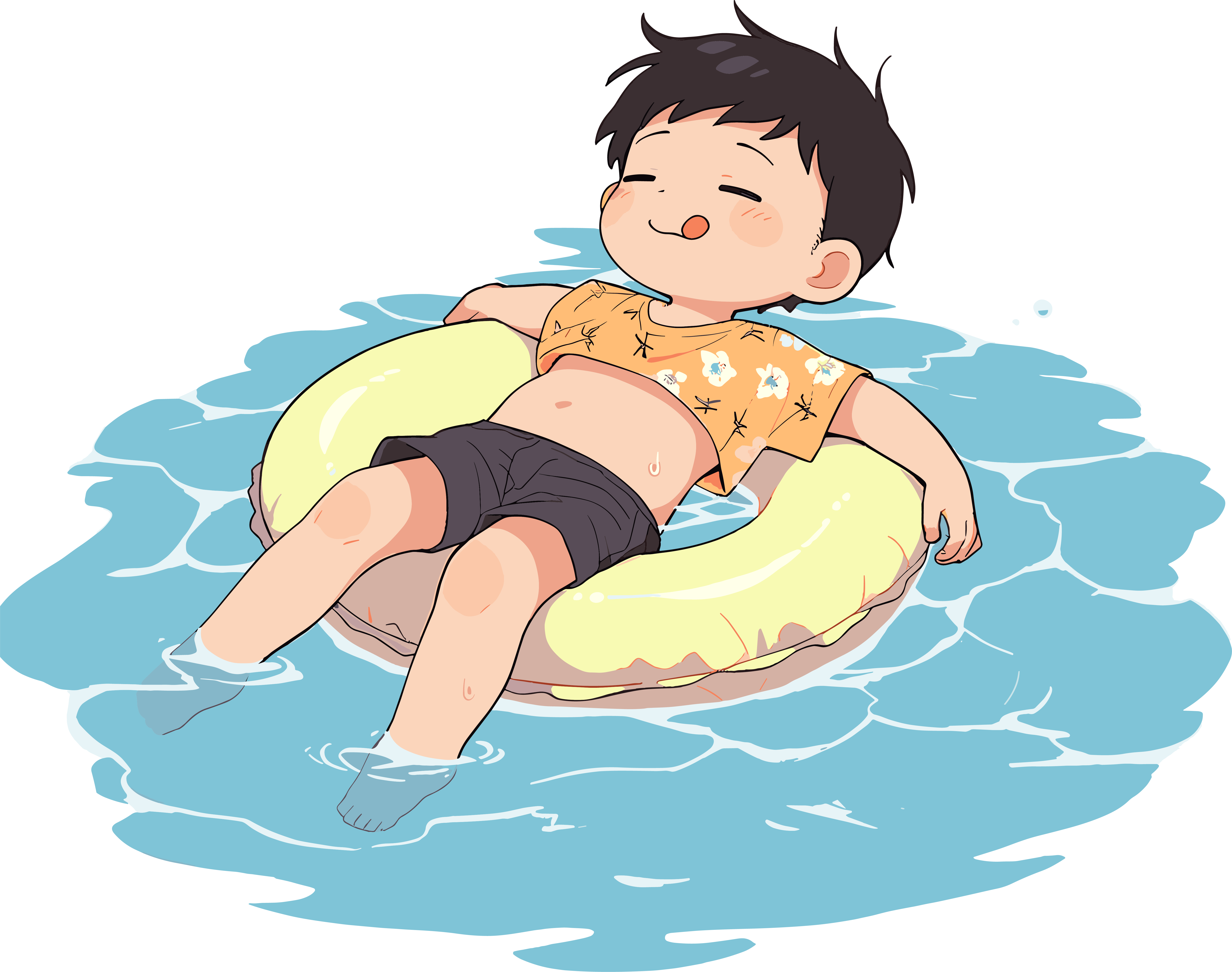 游泳男孩插图设计素材