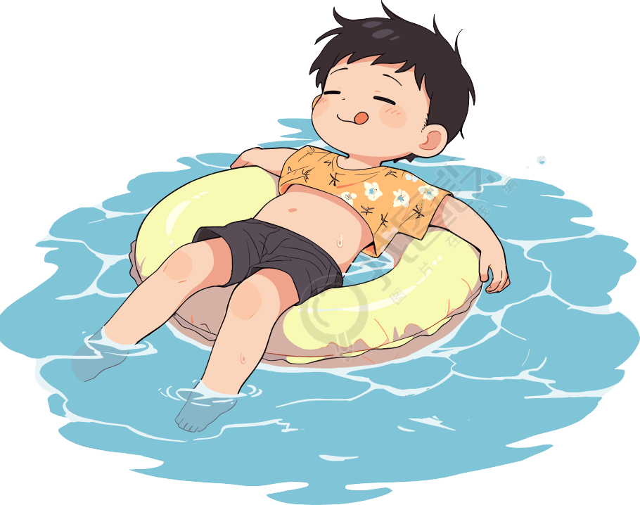 游泳男孩插图设计素材