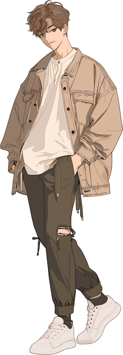 帅气男模特人物插画