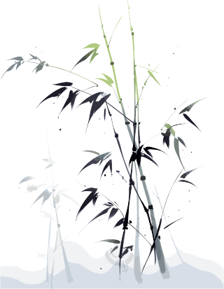 水墨竹子透明背景插画