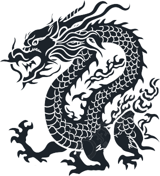 中国龙插画白底PNG素材