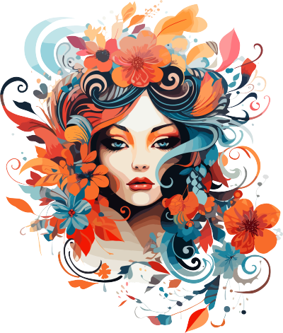 花卉美女简约装饰画插图