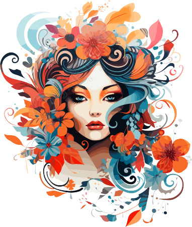 花卉美女简约装饰画插图