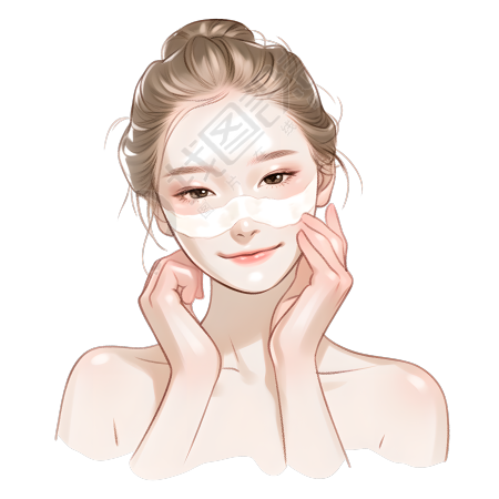 女性护肤简约插画