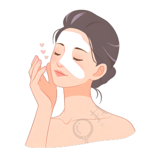 女性护肤敷面膜插画
