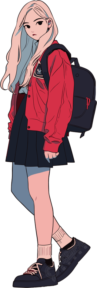 卡通学生透明背景插画