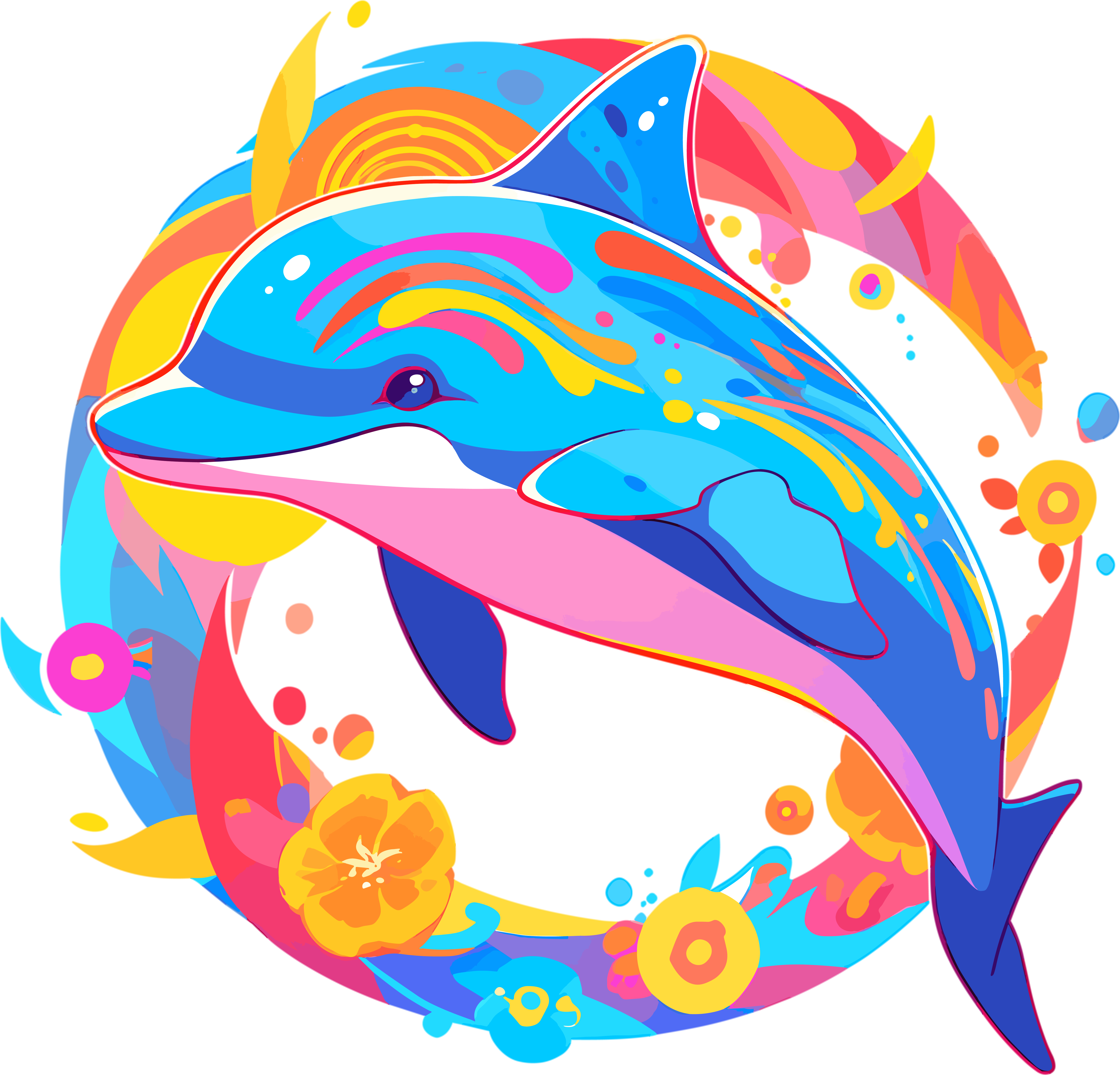 可爱海豚海洋插图设计