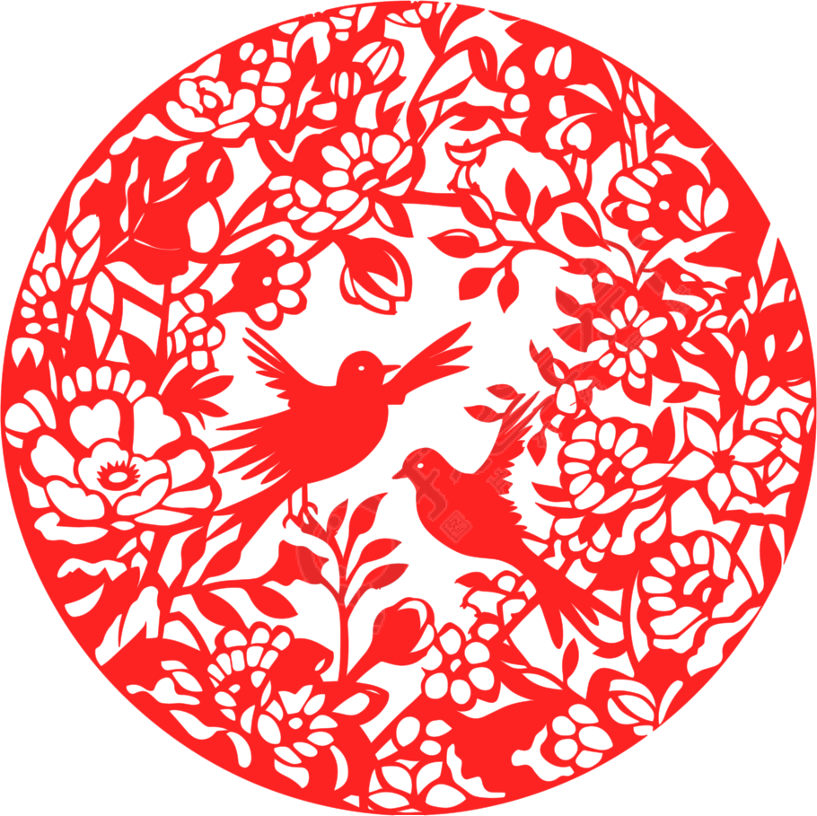 红色剪纸商业设计元素