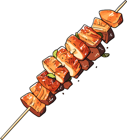 烧烤烤串手绘风格插图