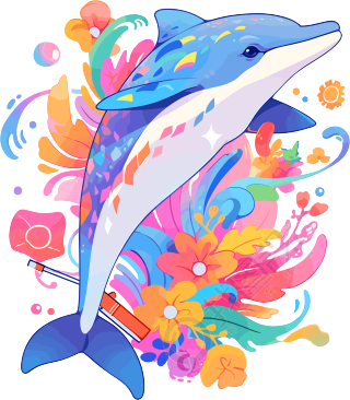 海豚插画设计元素