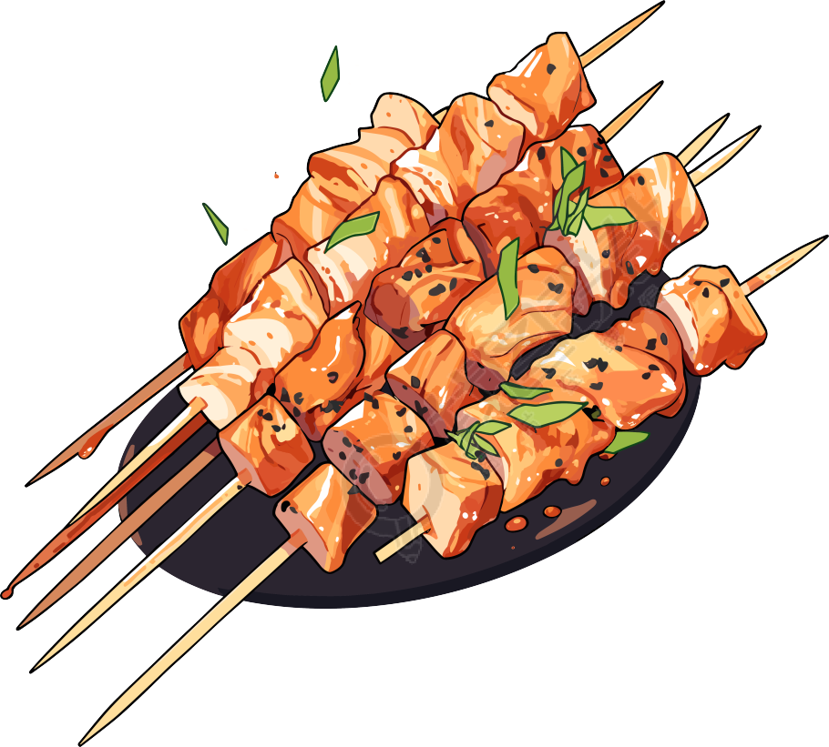 烧烤烤串矢量插图