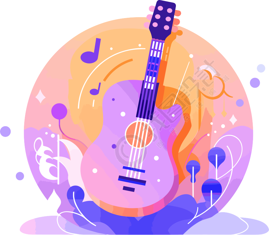 音乐节概念徽章透明背景插图