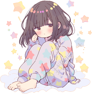 睡衣女孩手绘插画PNG素材
