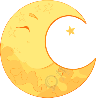 月亮扁平插图贴纸