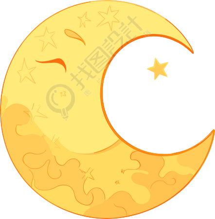 月亮扁平插图贴纸