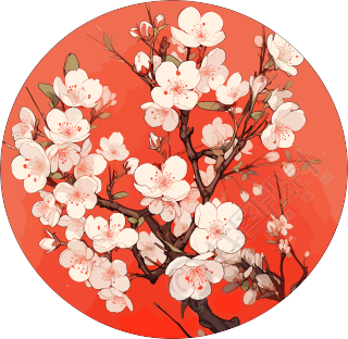 梅花花开商用插画