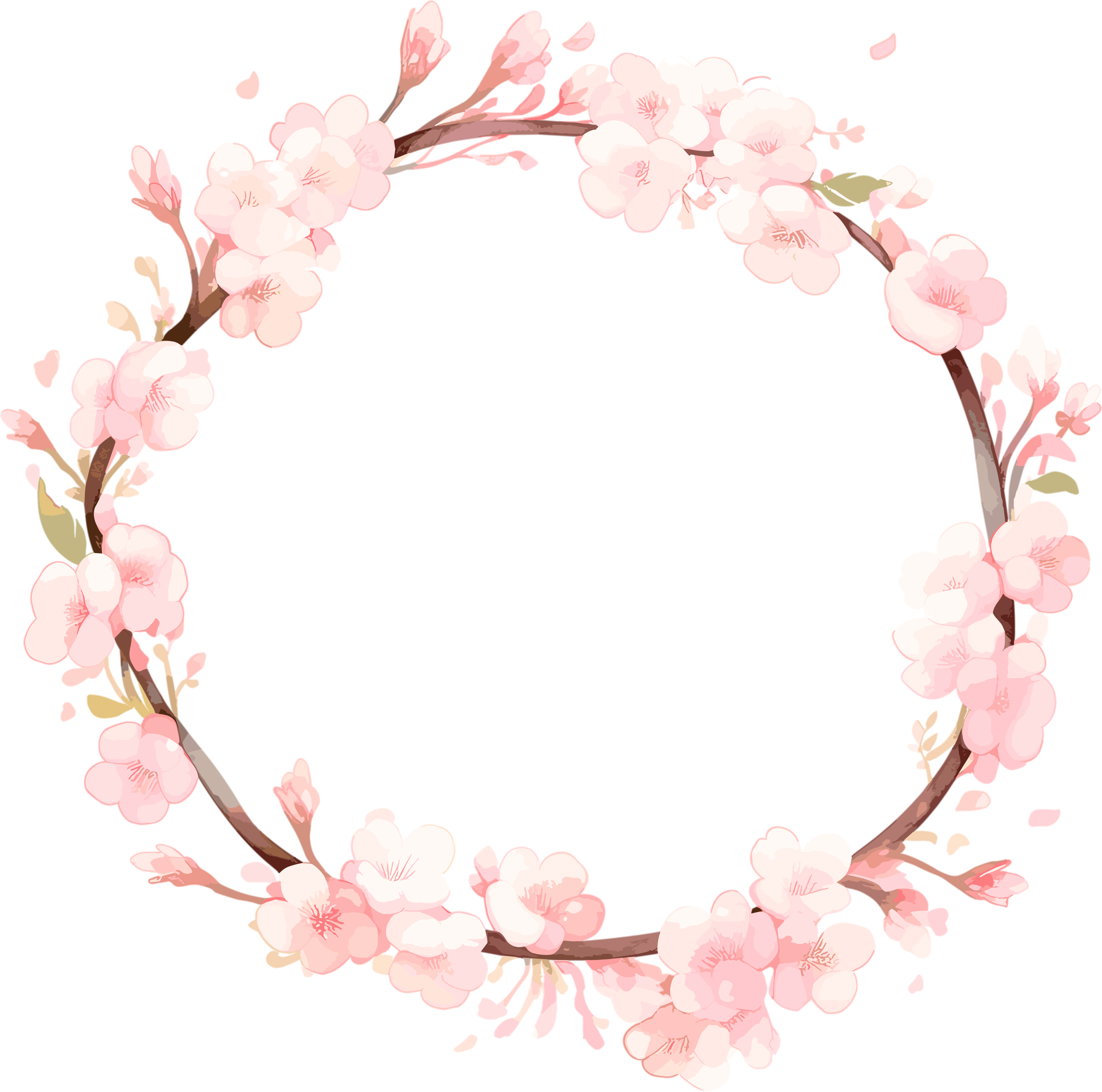 粉色花环水彩插画