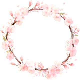 粉色花环水彩插画