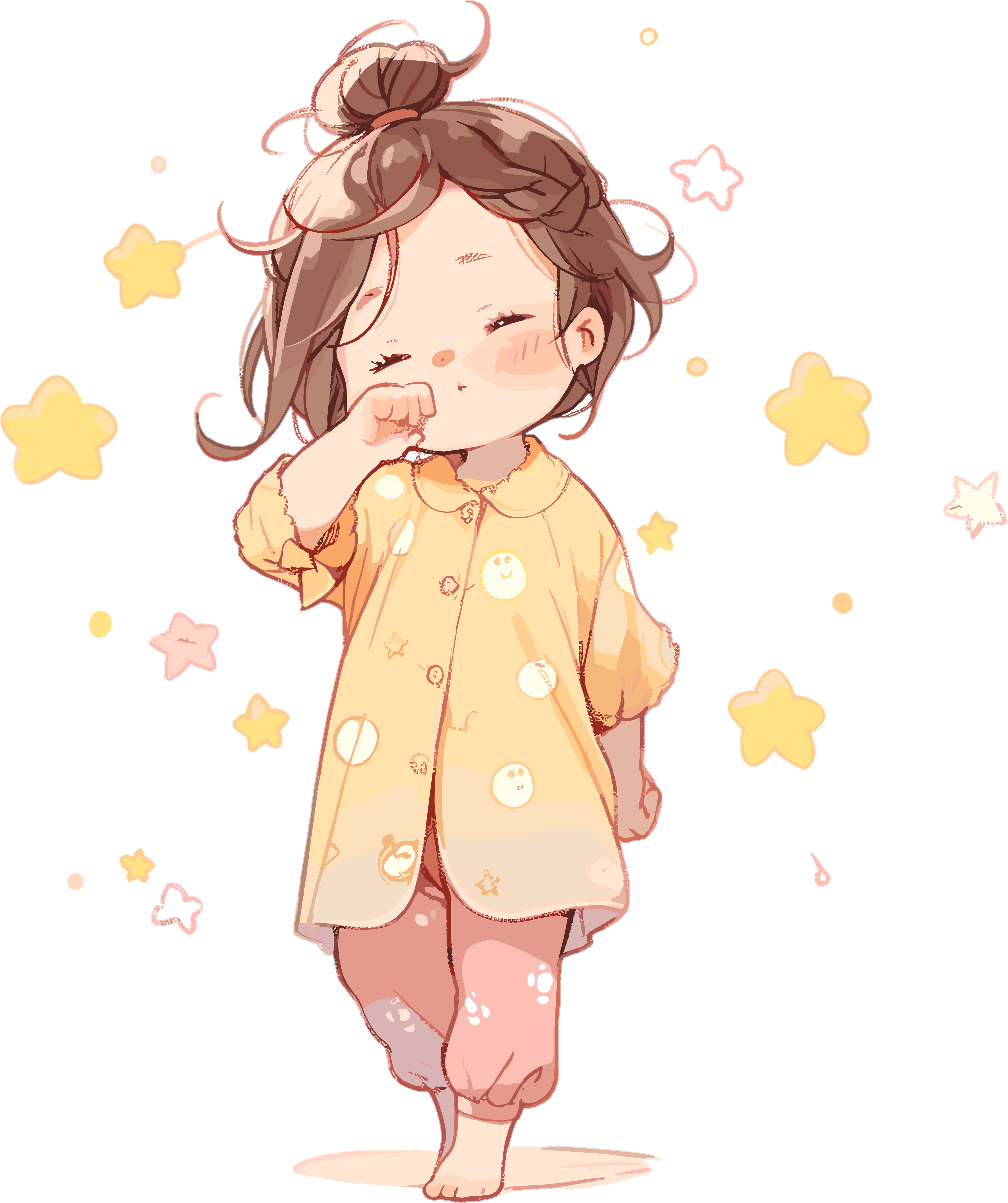 睡衣女孩手绘插画