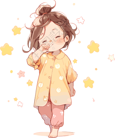 睡衣女孩手绘插画