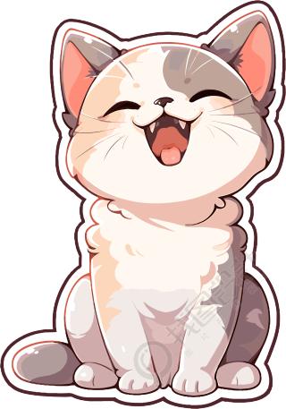 猫咪贴纸插画设计元素