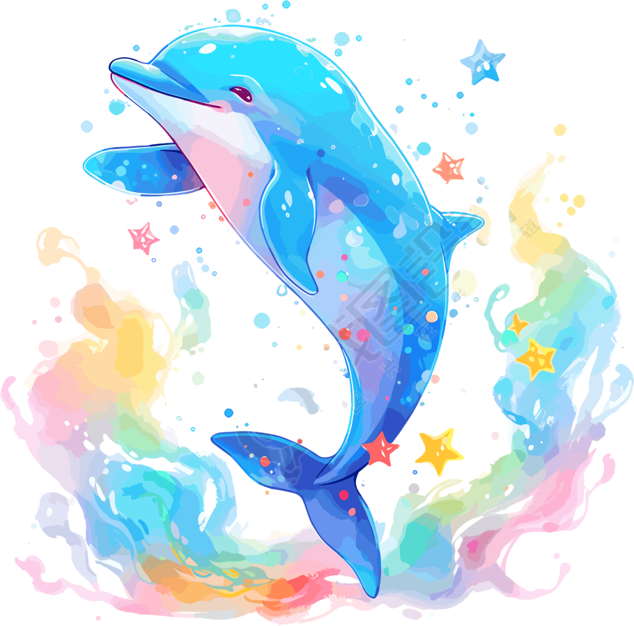 海豚彩色插画