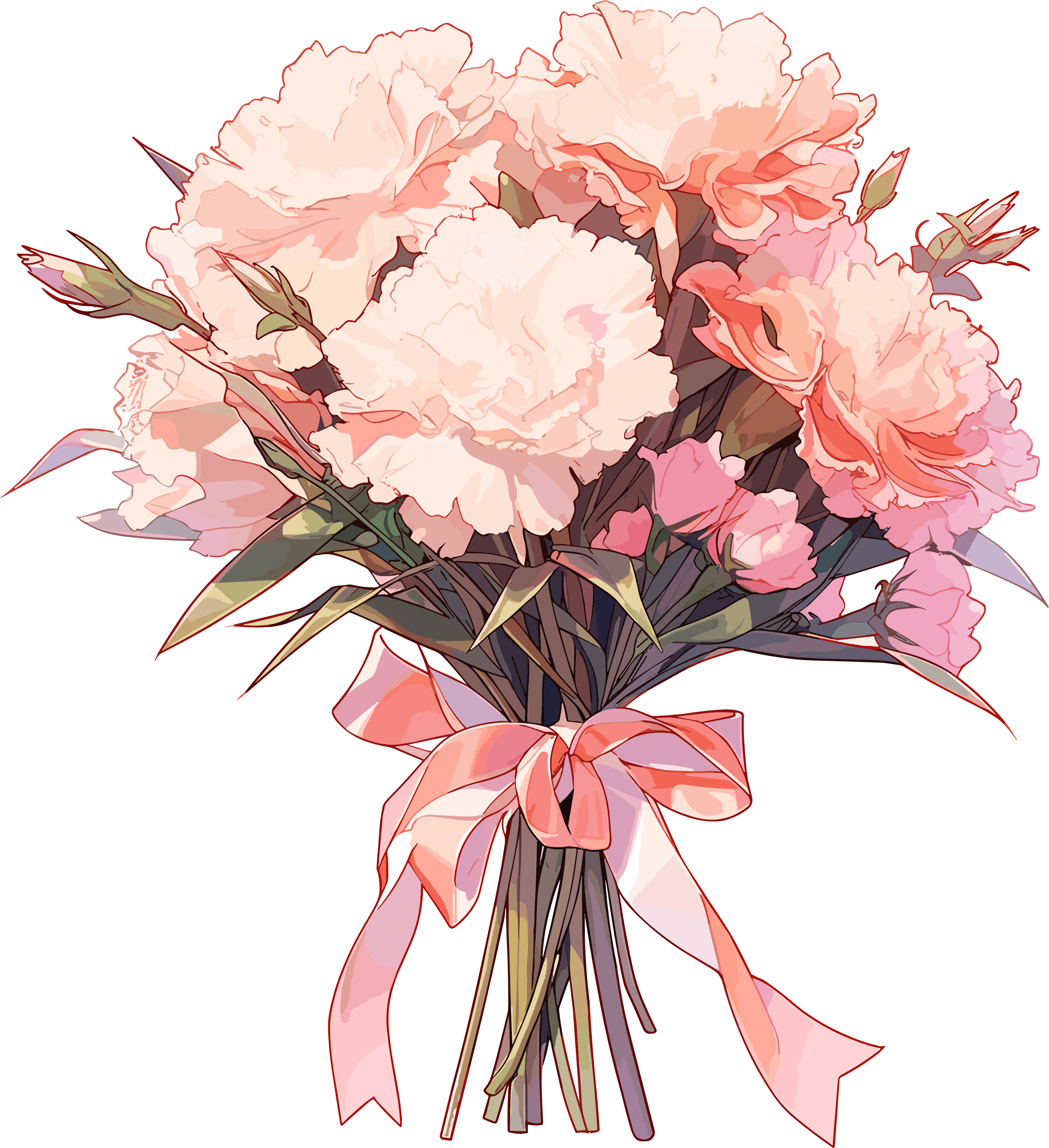教师节卡通康乃馨花束插画