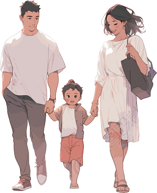 温馨家庭透明背景素材