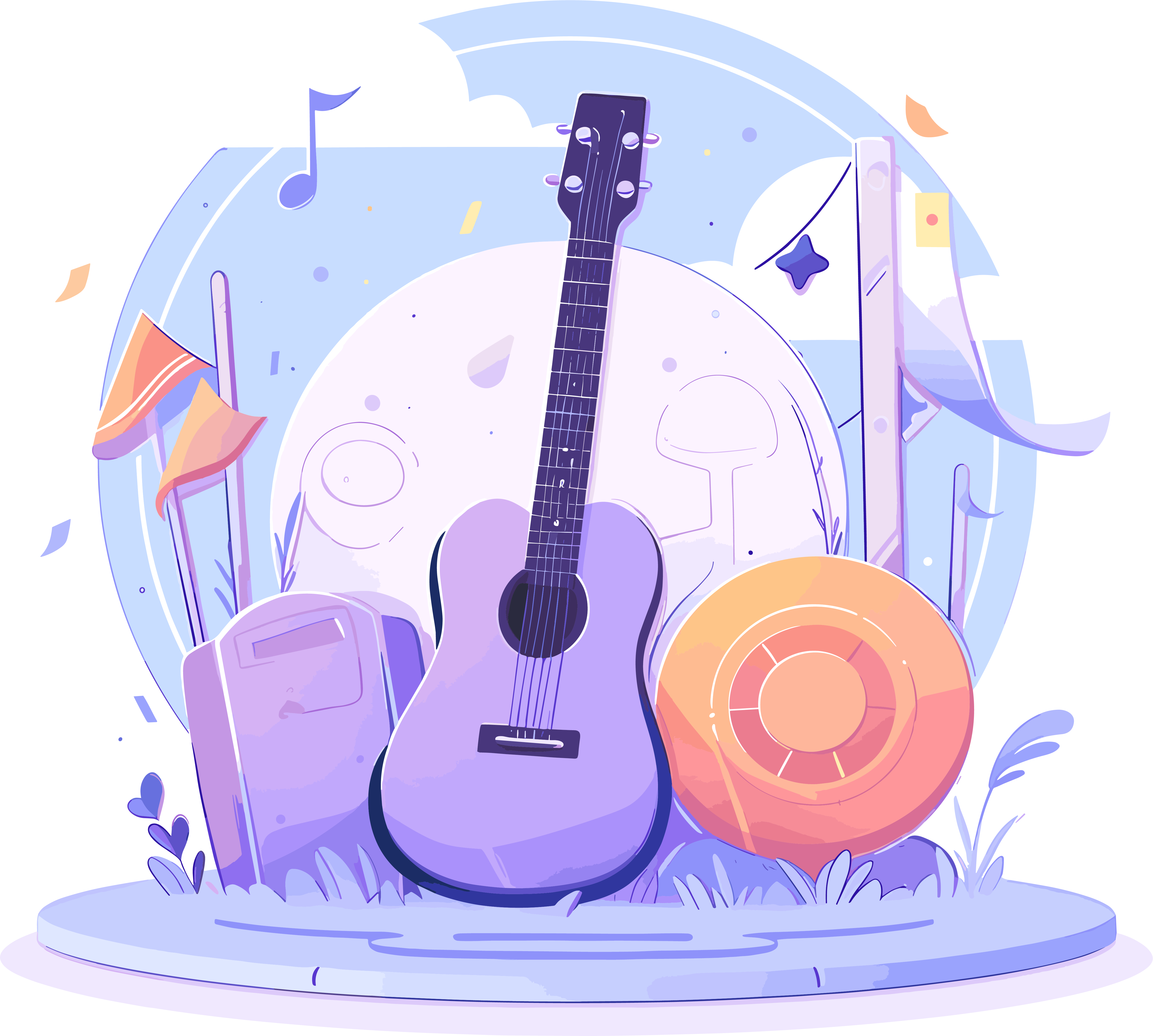 音乐节徽章创意插画设计素材