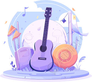 音乐节徽章创意插画设计素材