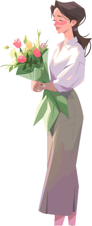 教师节卡通女老师简约花束素材