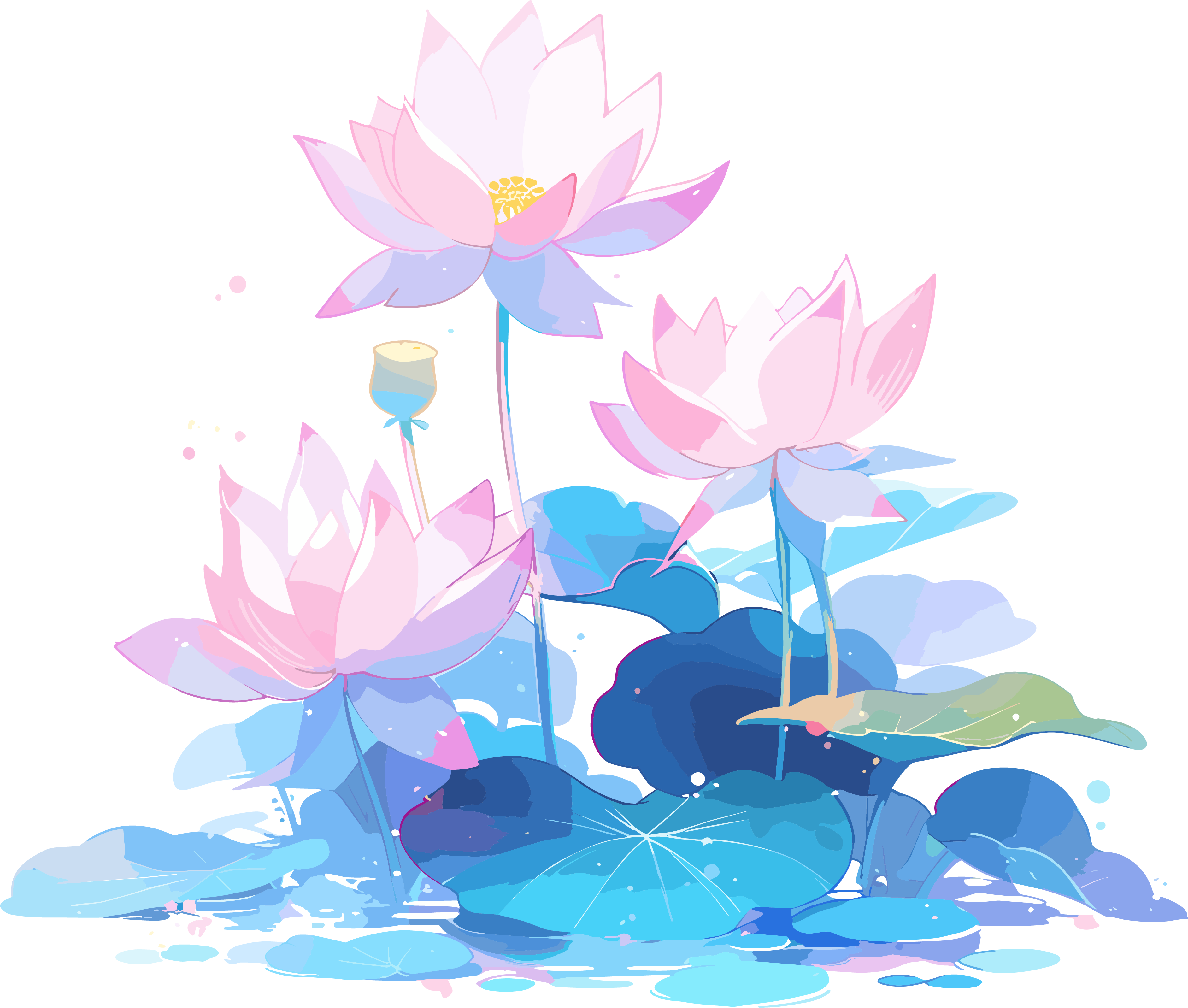 莲花儿童插画可商用素材