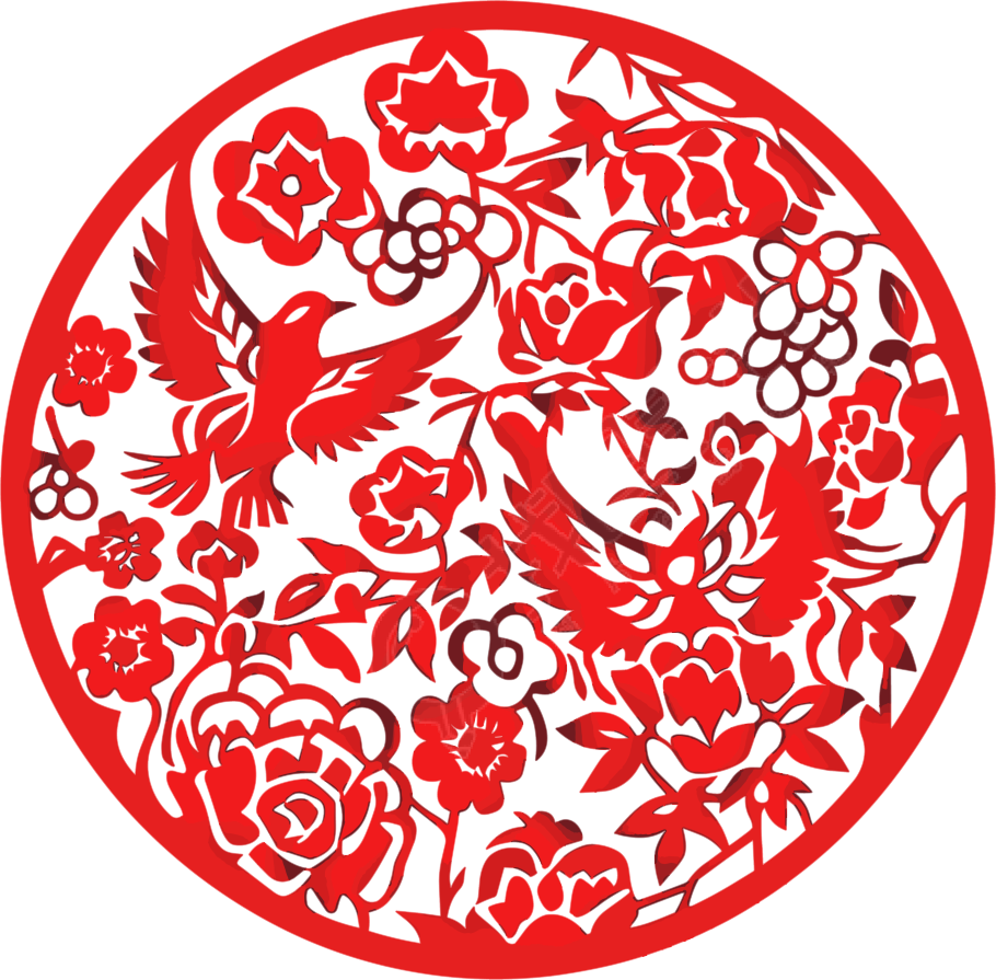 红色剪纸商业设计元素