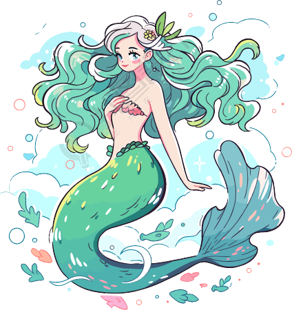 美人鱼PNG素材插画