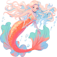 美人鱼手绘高清插画素材