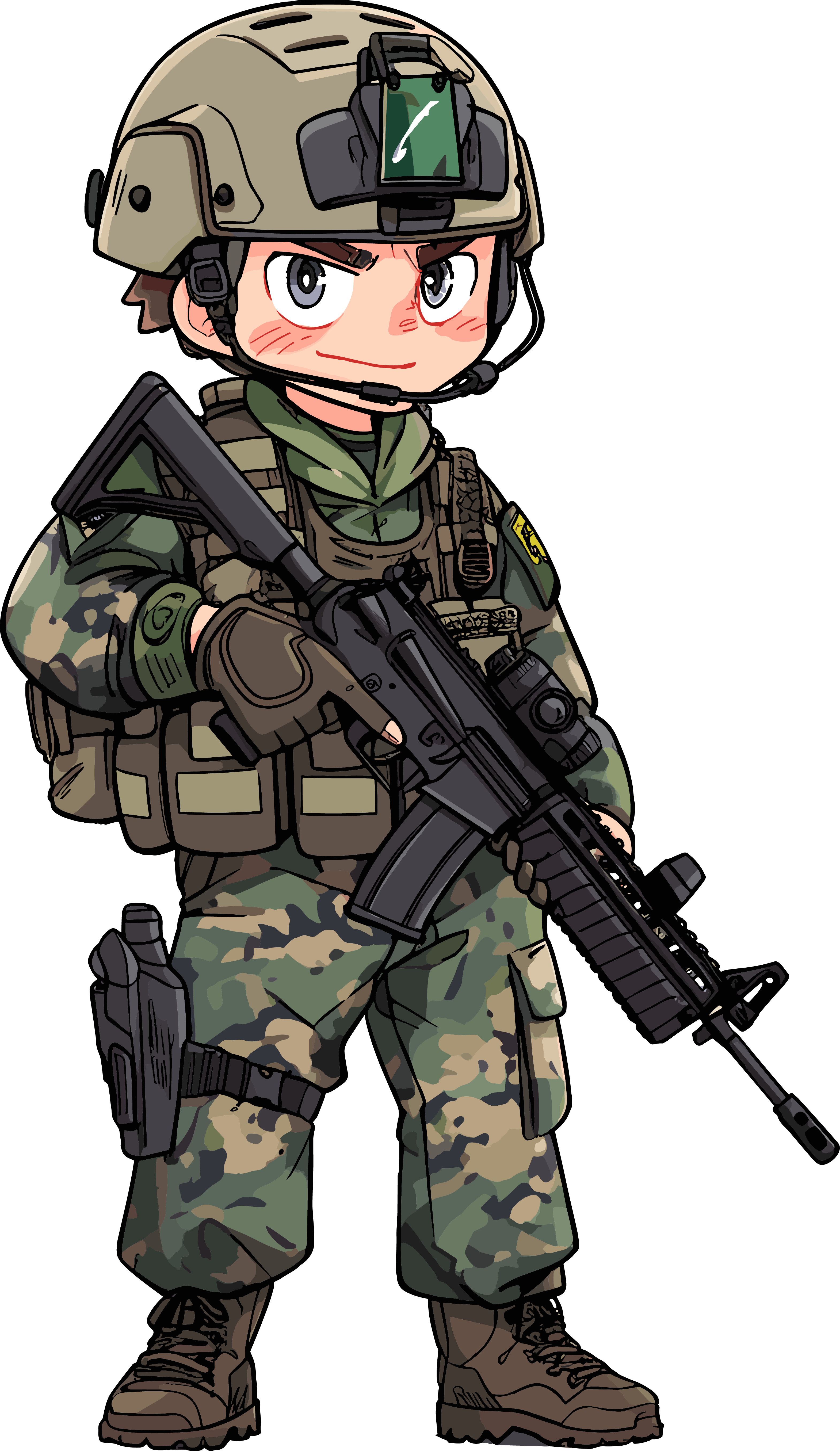 卡通士兵手绘插画素材