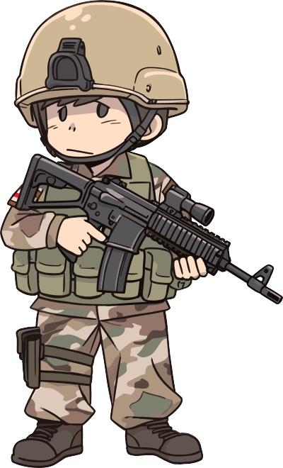 卡通士兵手绘插画风格素材