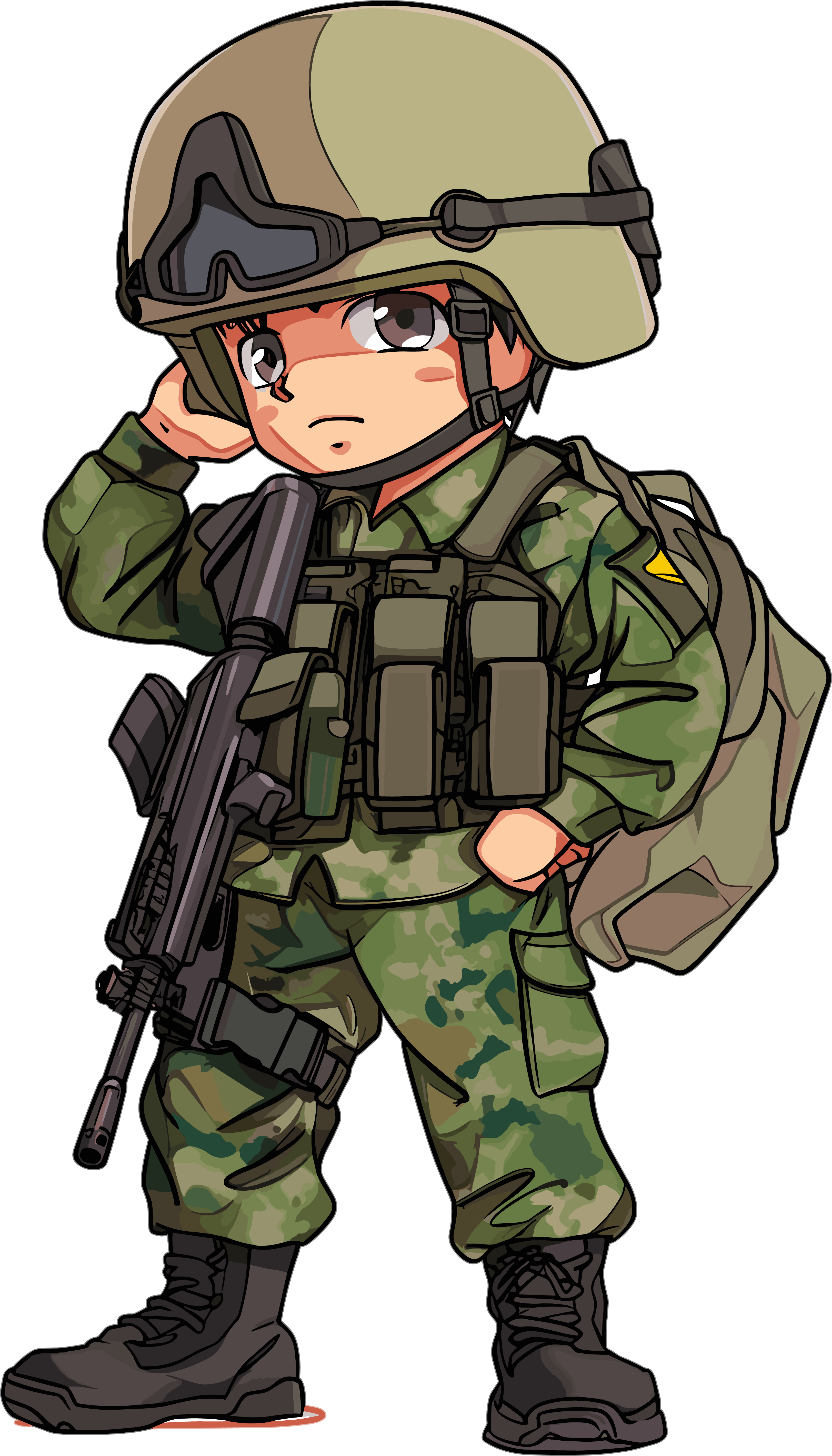 卡通士兵手绘插图