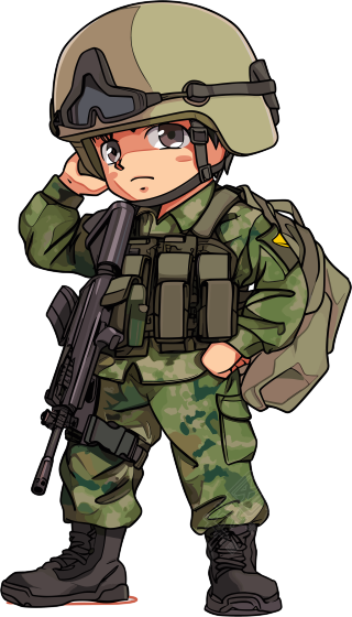 卡通士兵手绘插图