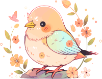 彩色小鸟手绘插画风格素材