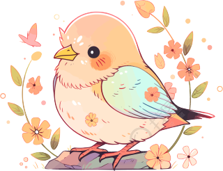 彩色小鸟手绘插画风格素材