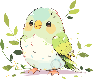 彩色小鸟手绘插图