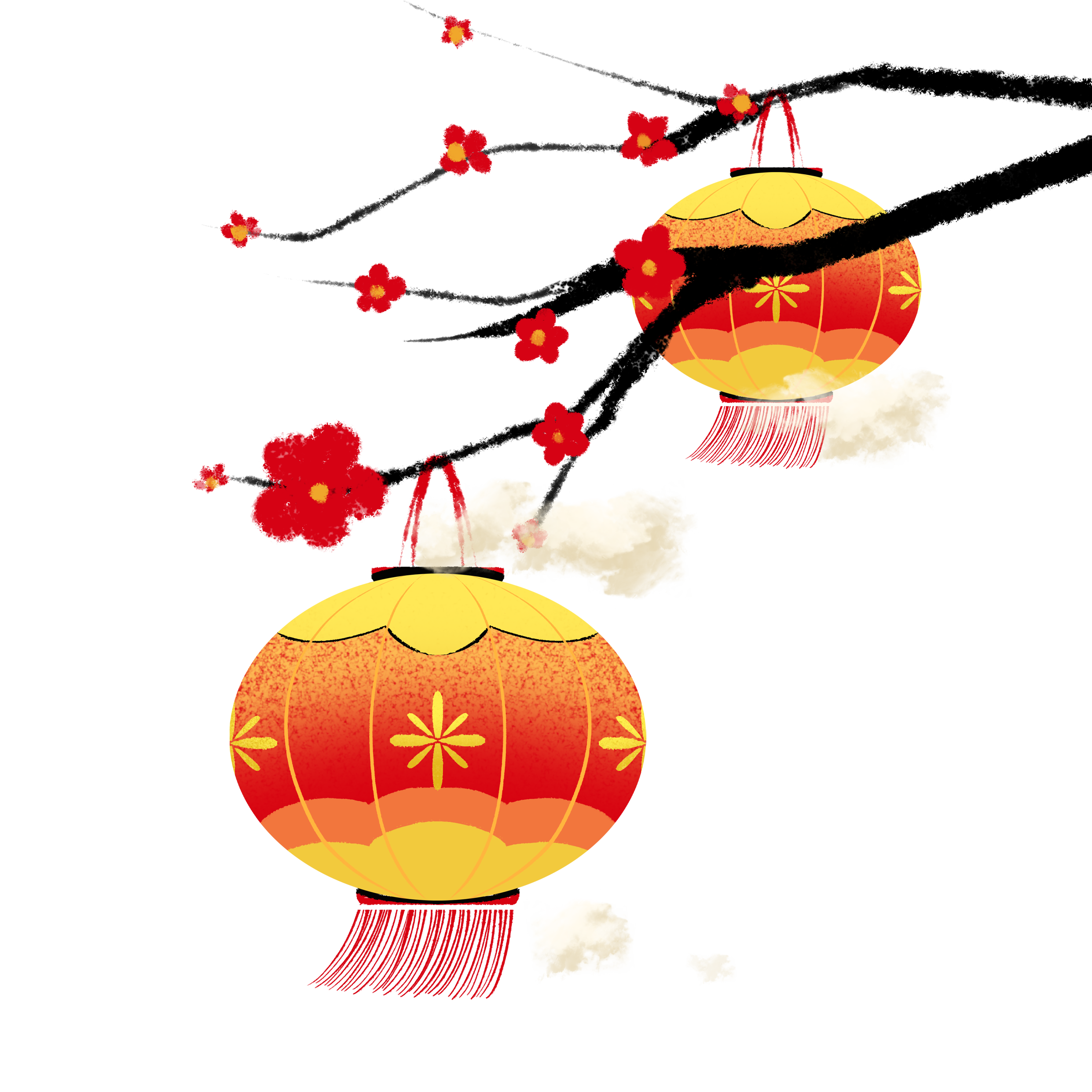 新年插画素材如何画